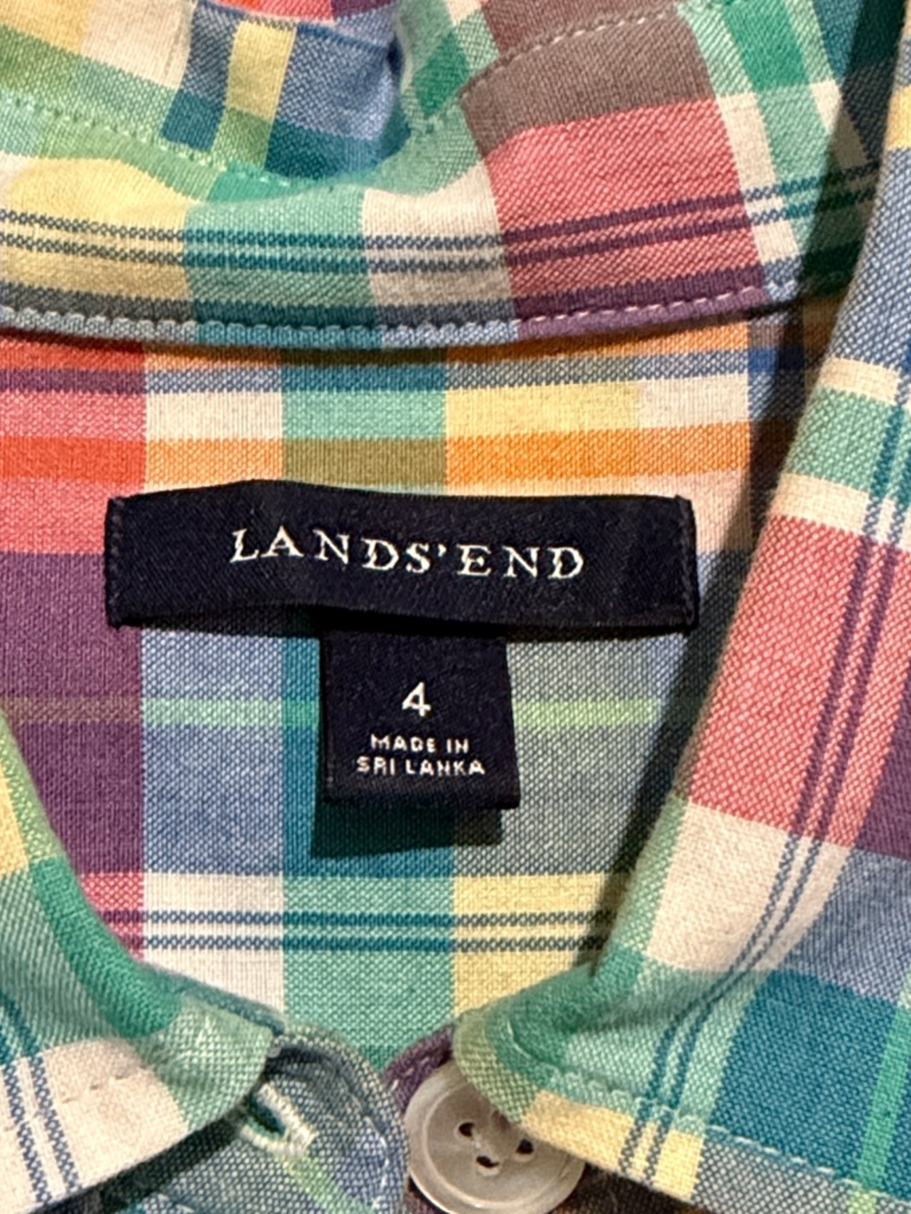 Lands End pink,yellow, blue & green Plaid Dress Excellent like NEW SIZE 4 - Picture 10 of 11